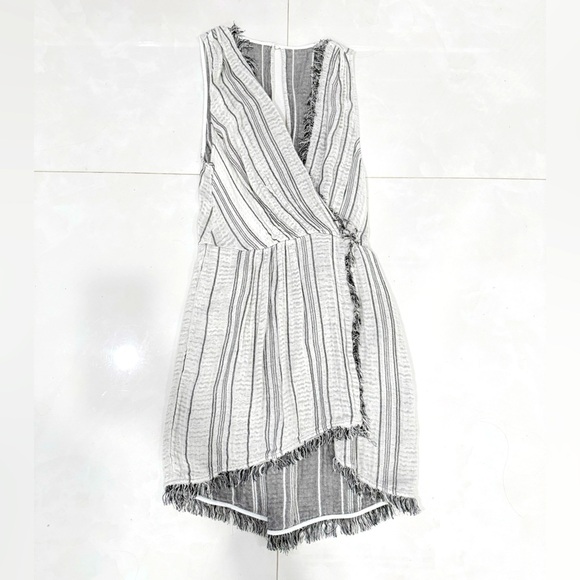 The Jetset Diaries Black and White Striped Wrap Dress - Picture 1 of 3